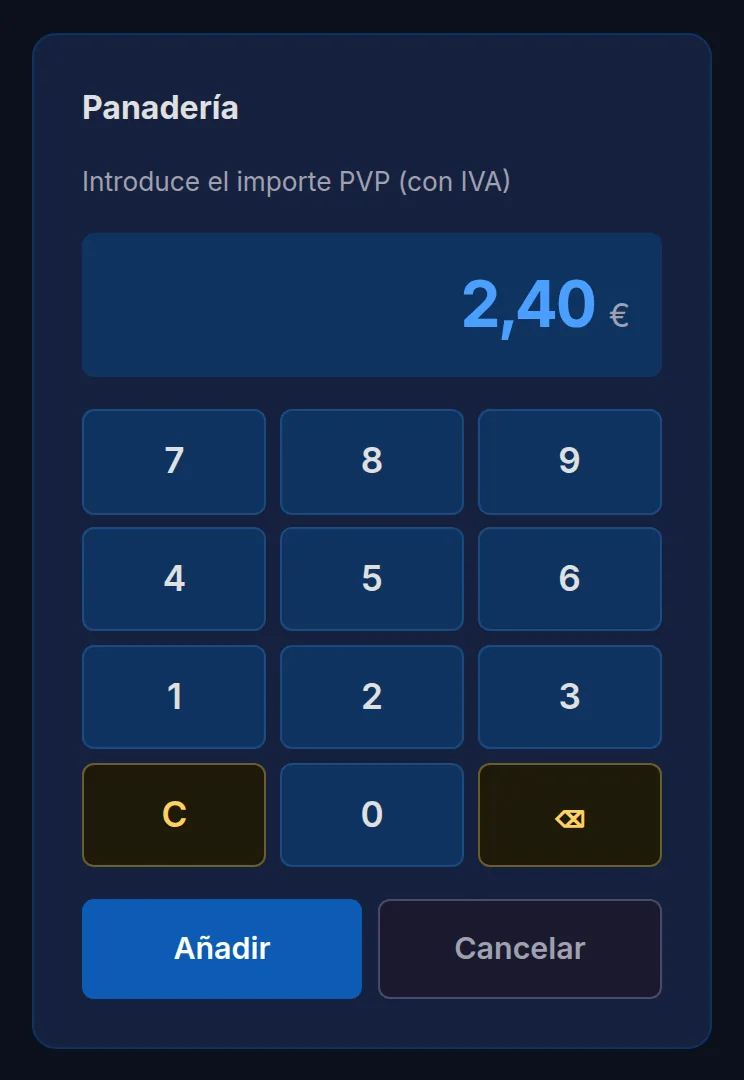 El teclado del precio libre de un departamento