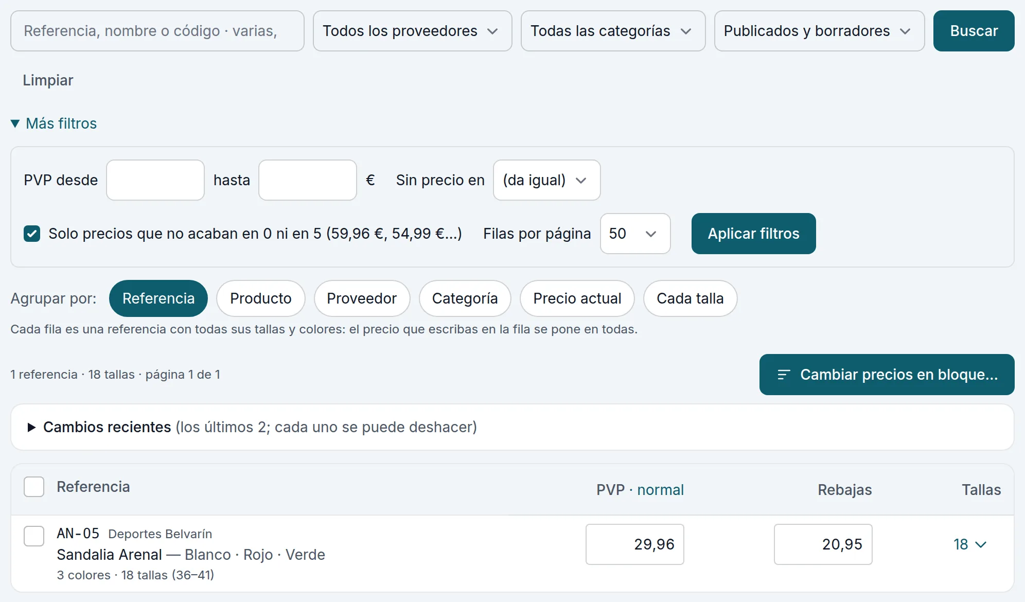 Solo los precios que no acaban en 0 ni en 5