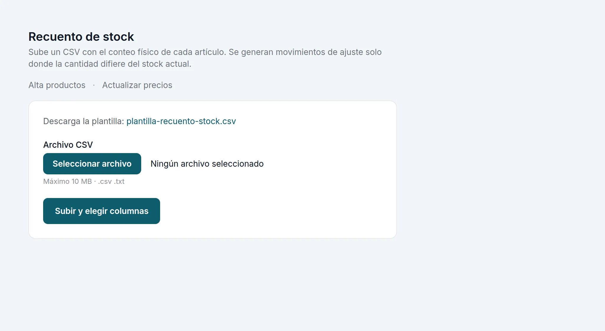 Recuento de stock desde un fichero