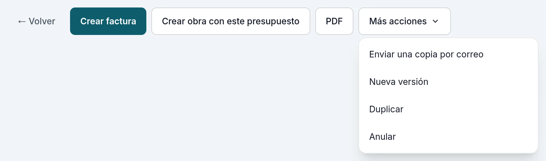 Más acciones de un presupuesto