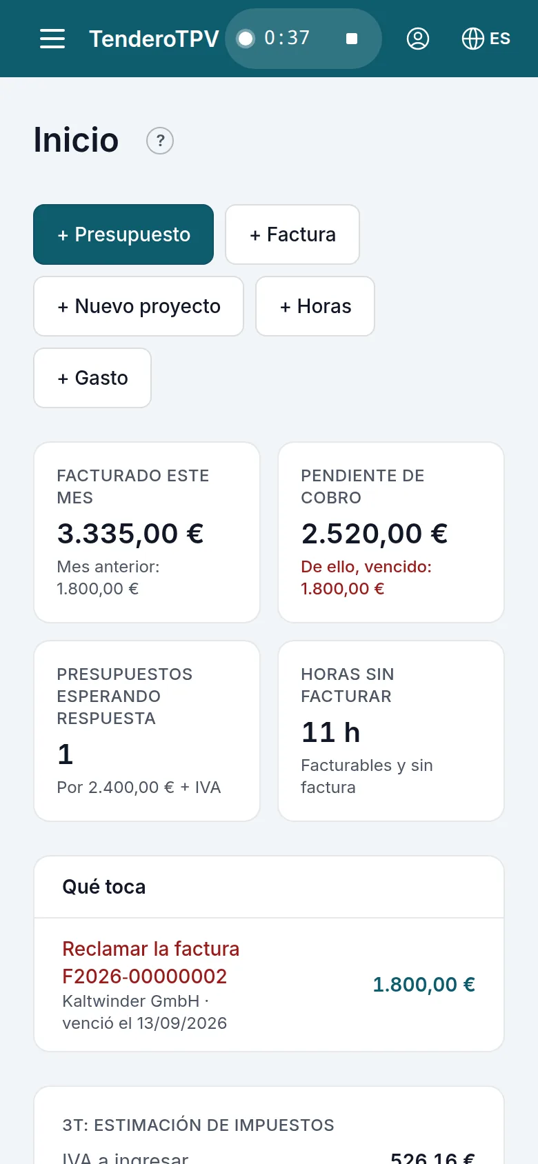 La portada del estudio en el móvil, con el cronómetro en marcha