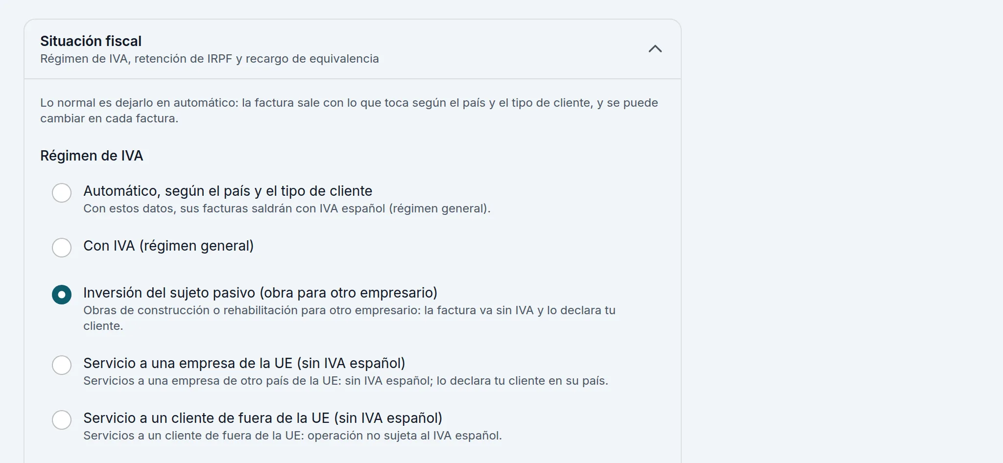 La ficha de un contratista, con la inversión del sujeto pasivo