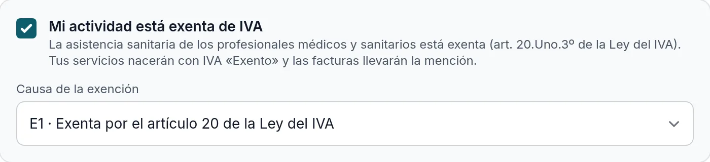 La exención de IVA en el asistente, con su causa