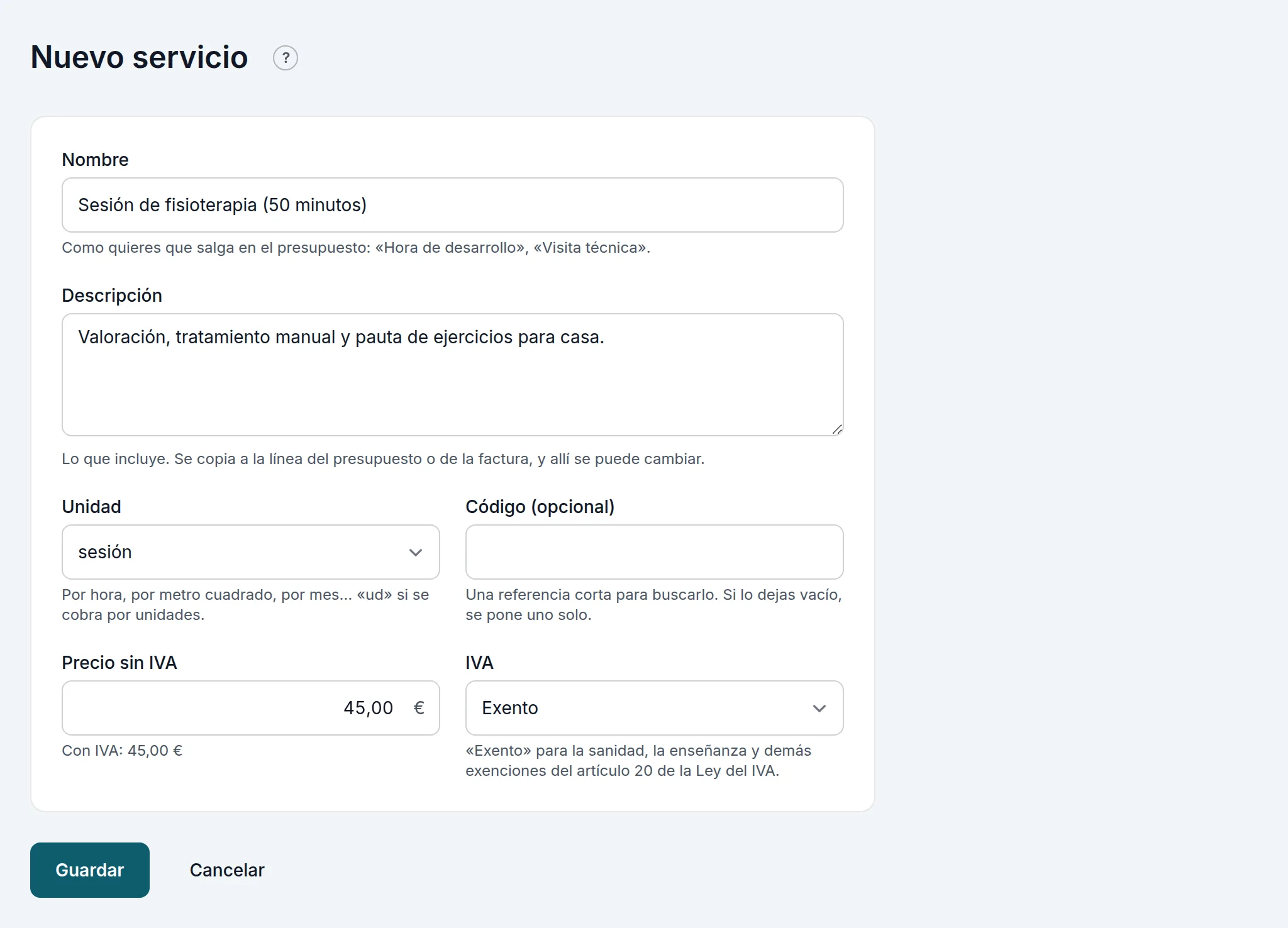 Una sesión de fisioterapia exenta de IVA