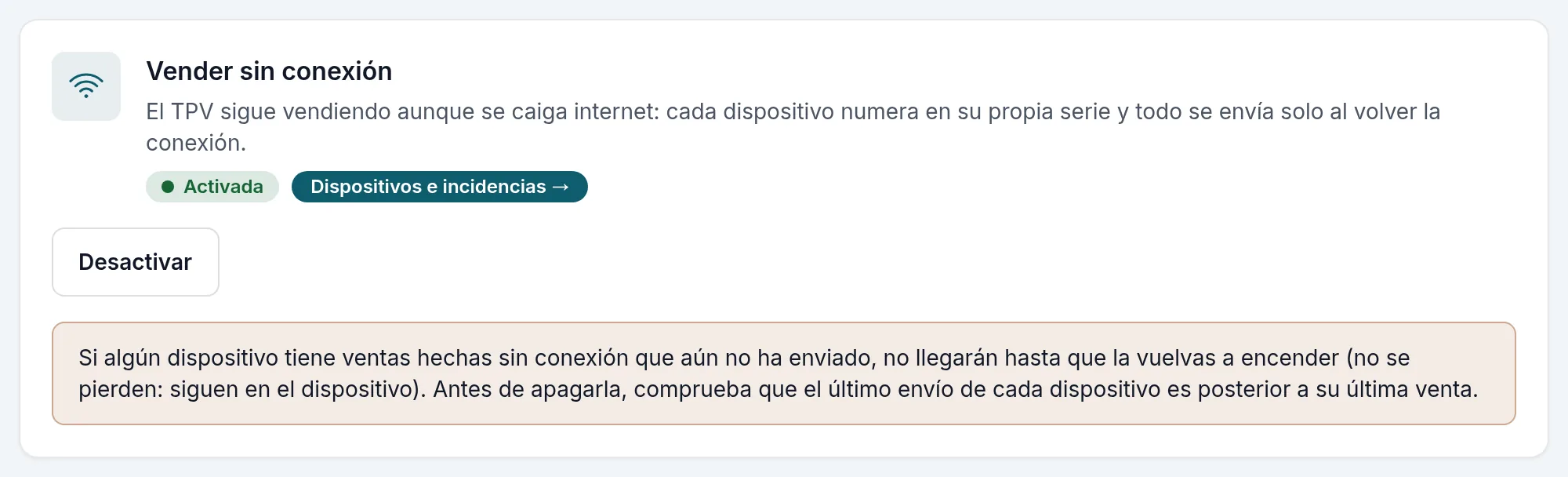 La aplicación «Vender sin conexión» en Aplicaciones