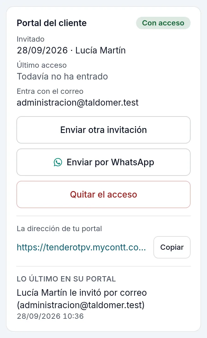 El mismo cliente, invitado: «Con acceso» y «Todavía no ha entrado»