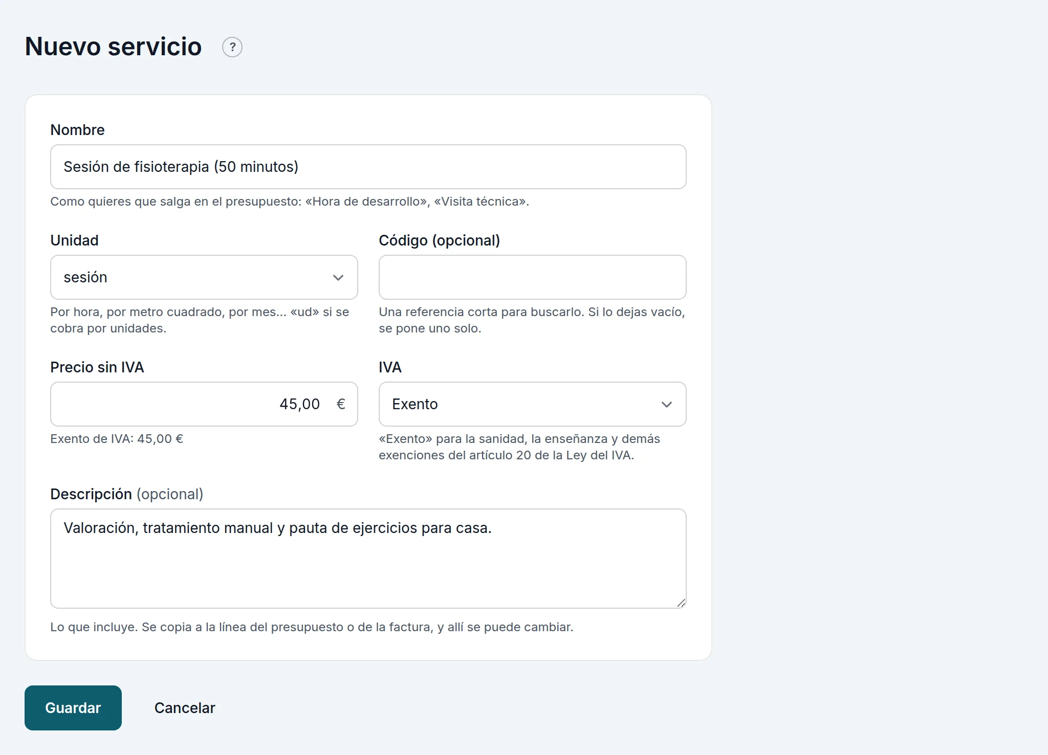 Una sesión de fisioterapia exenta de IVA