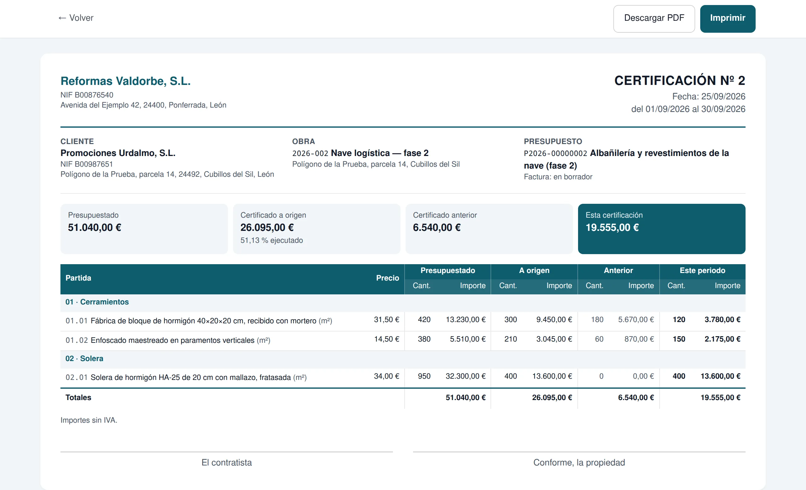 La certificación para imprimir y firmar
