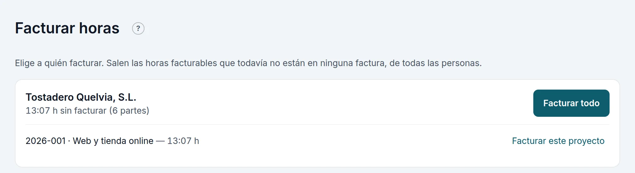 A quién facturar horas