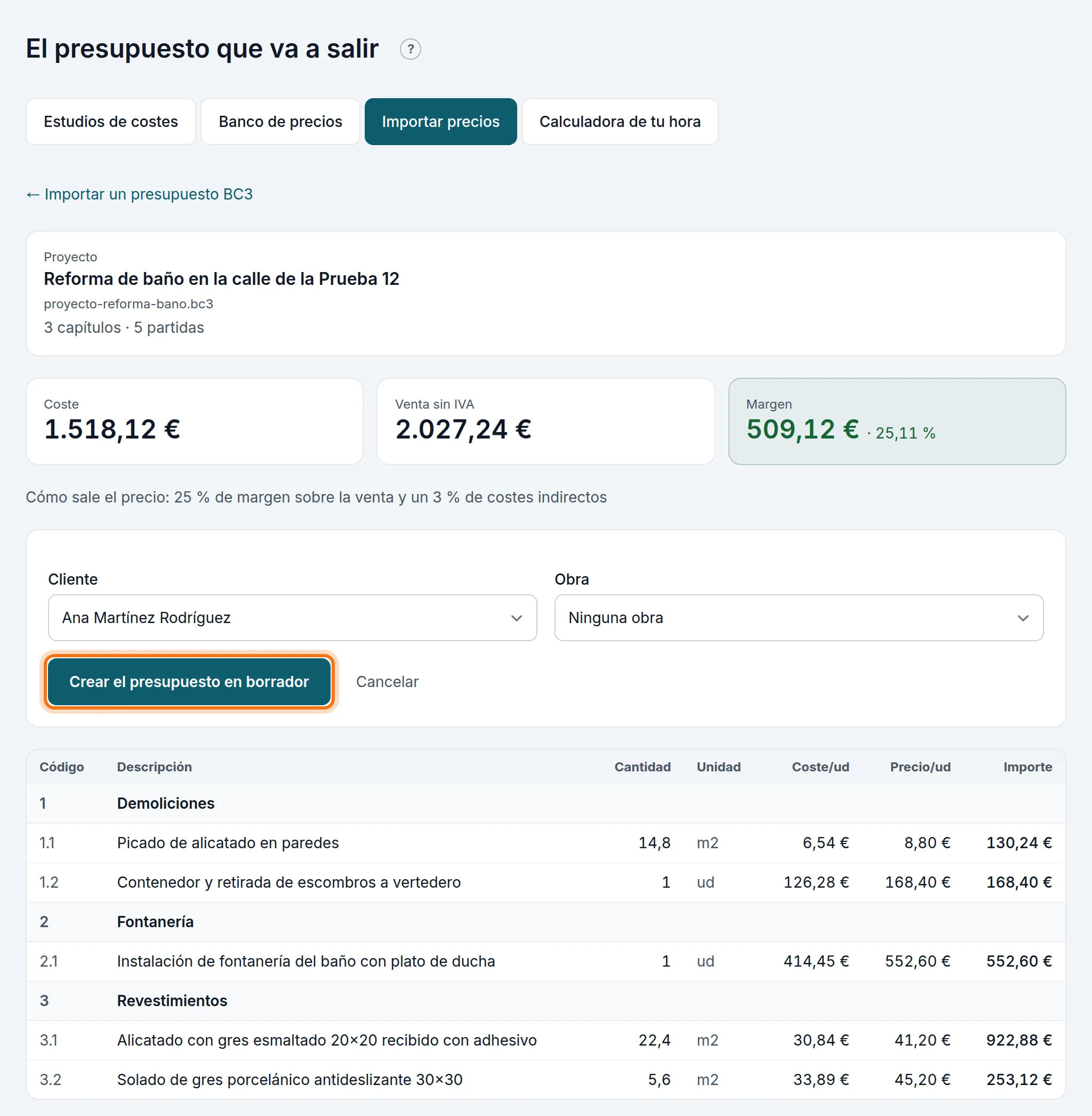 El presupuesto que va a salir del proyecto