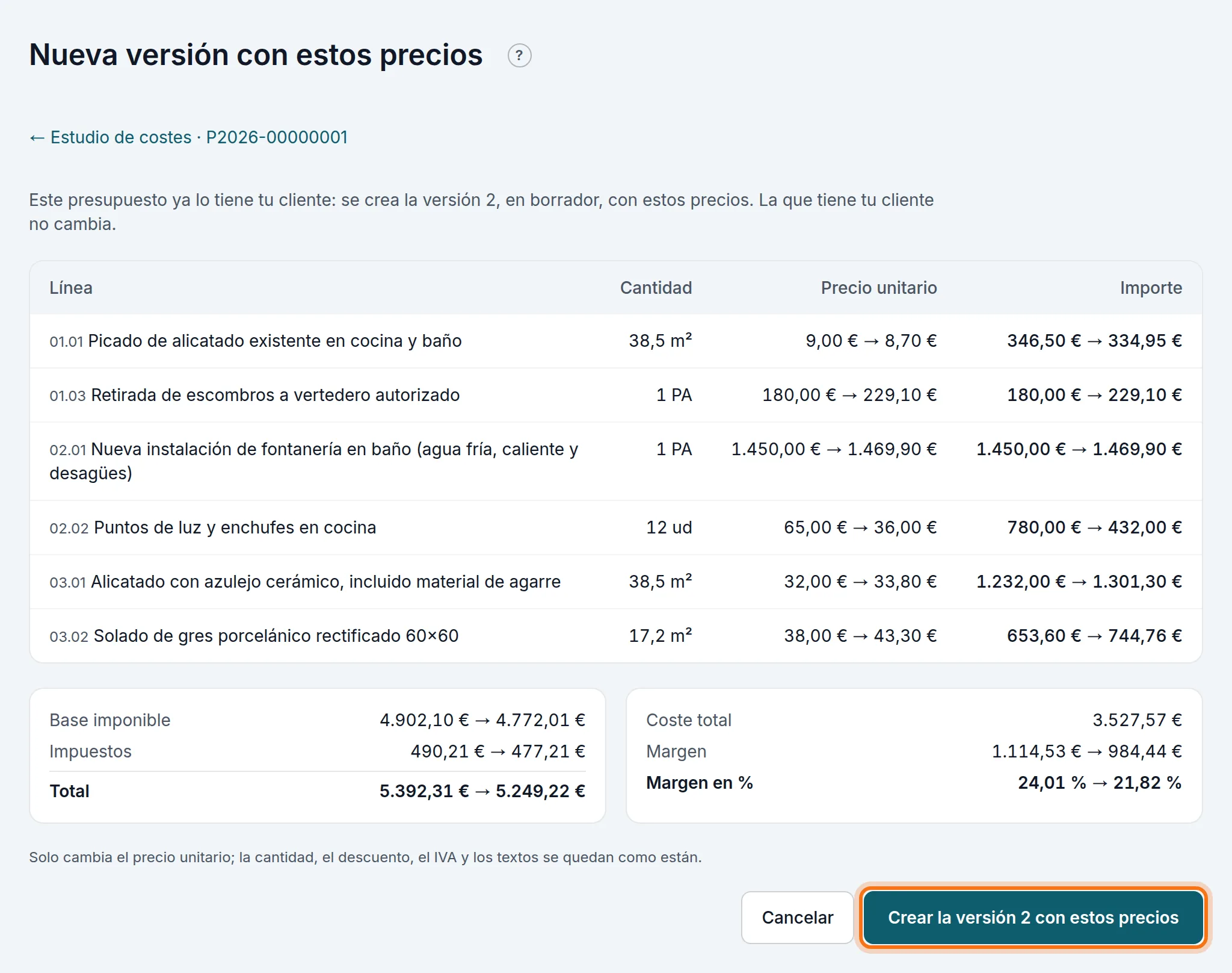 Nueva versión con estos precios: lo que cambia, antes de crearla