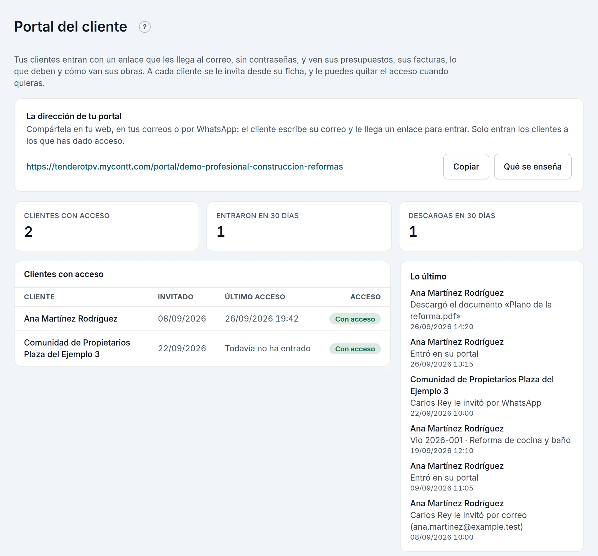 Portal del cliente: la dirección, las cifras, quién tiene acceso y lo último