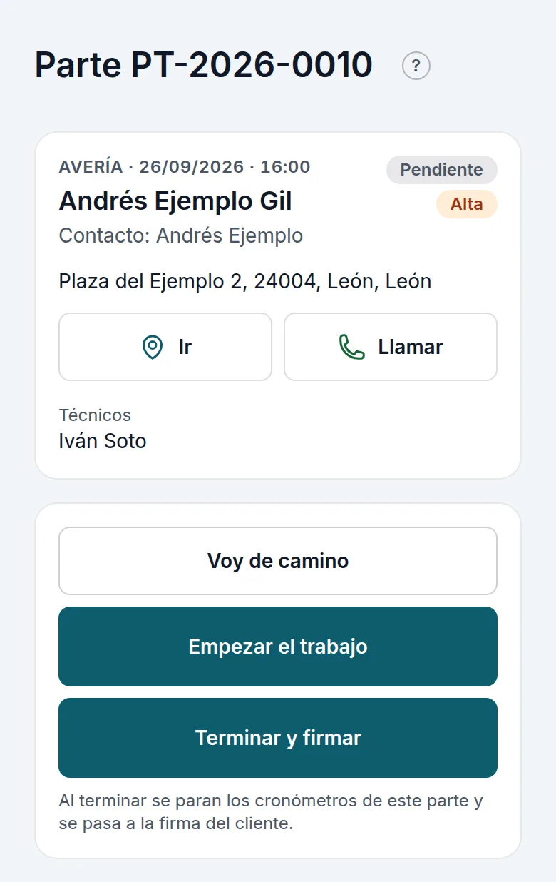 El parte en el móvil, antes de salir
