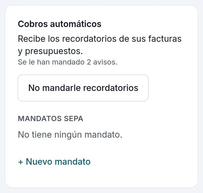 Cobros automáticos en la ficha del cliente