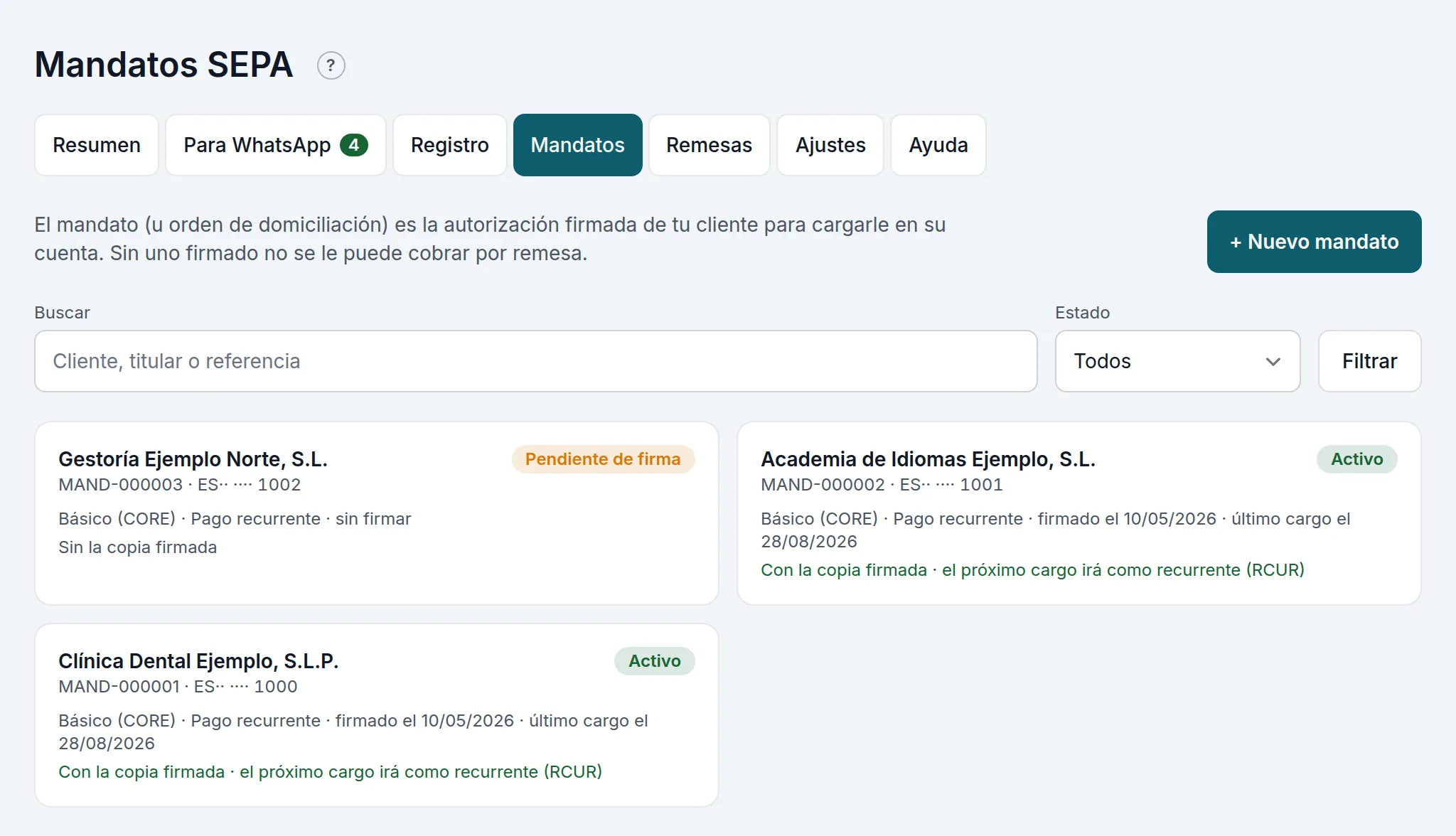 Los mandatos: dos activos y uno pendiente de firma