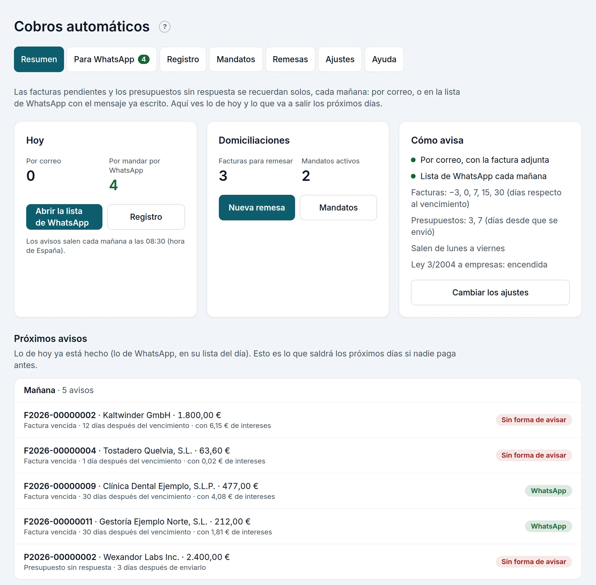 El resumen: hoy, las domiciliaciones, cómo avisa y los próximos avisos