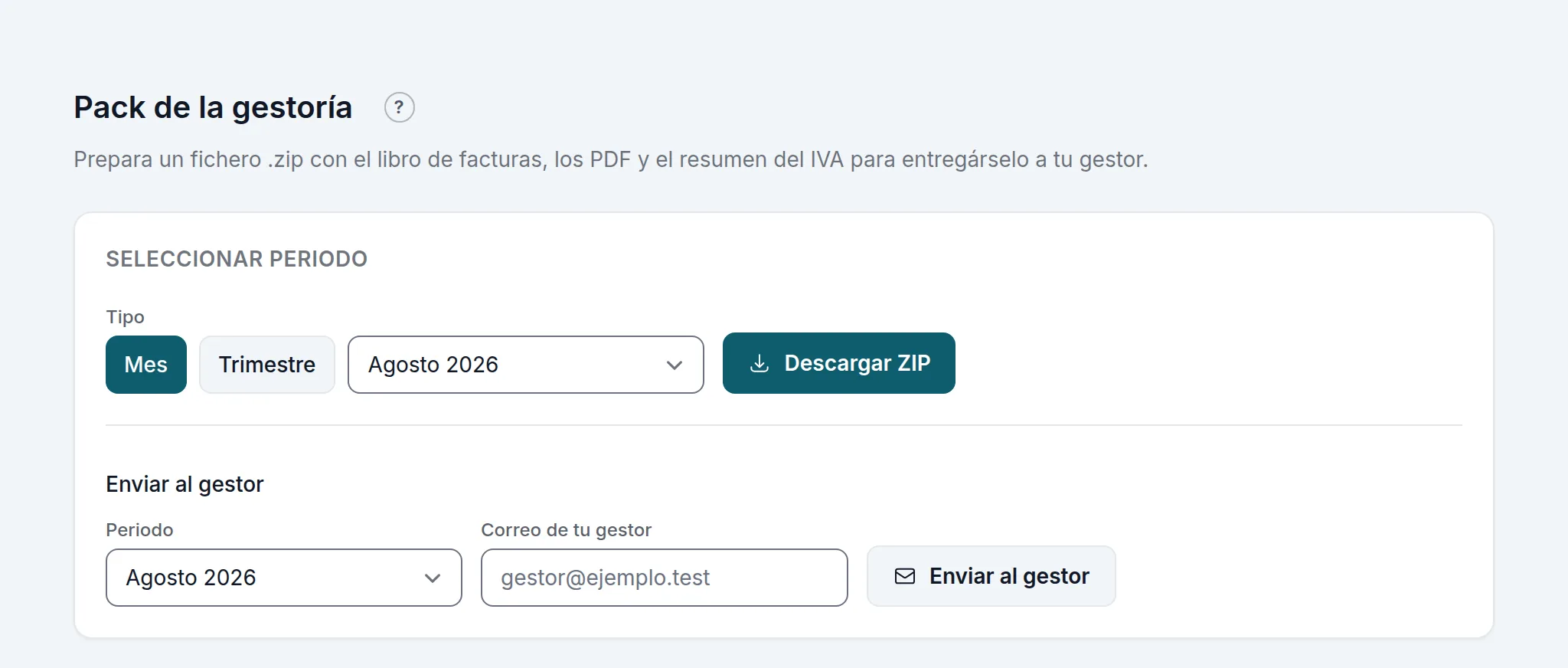 El pack de la gestoría: periodo, descarga y envío por correo