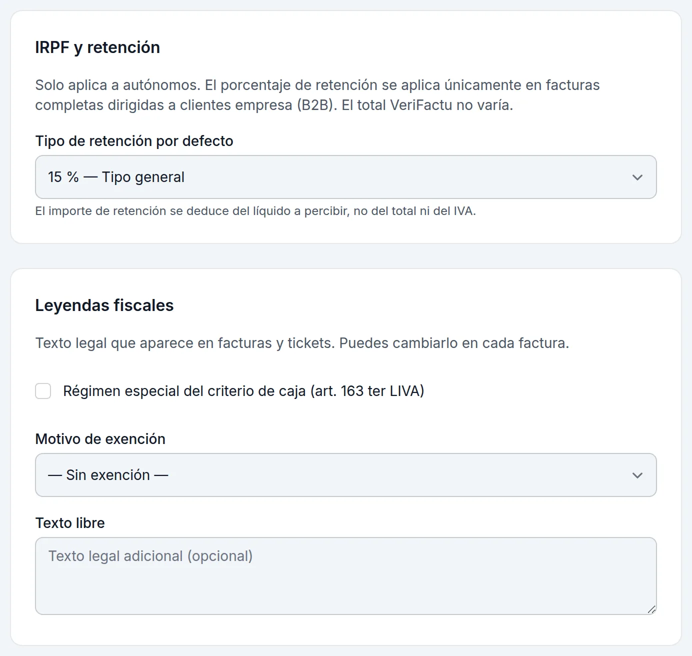 El IRPF por defecto y las leyendas fiscales